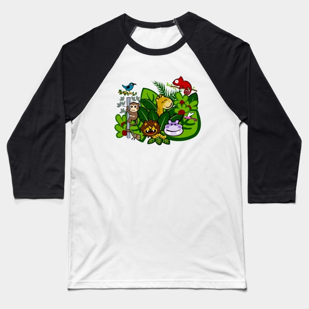 Jungle Jam Baseball T-Shirt by soniapascual